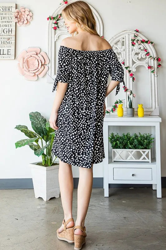 Heimish Short Sleeve Off Shoulder Animal Mini Dress – view 2