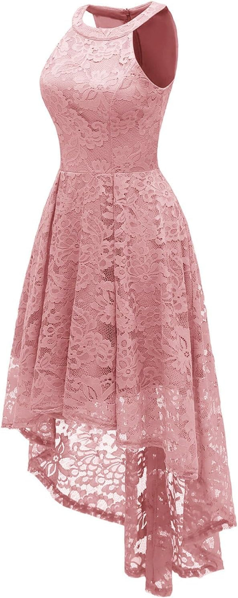 Elegant Hi-Lo Lace Halter Dress for Women - Perfect Wedding Guest, Cocktail Party, and Bridesmaid Attire