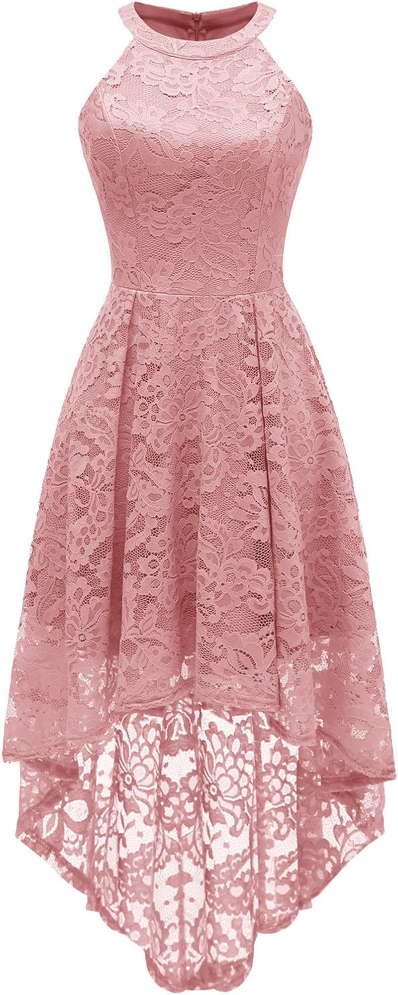 Elegant Hi-Lo Lace Halter Dress for Women - Perfect Wedding Guest, Cocktail Party, and Bridesmaid Attire