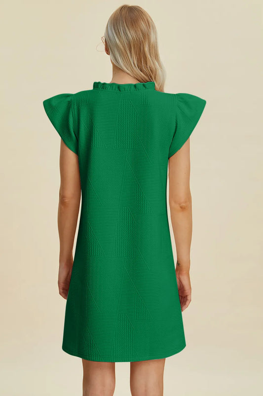 Double Take Ruffled V-Neck Cap Sleeve Dress – view 2