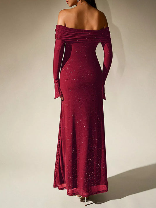 Glitter Off-Shoulder Maxi Dress – view 2