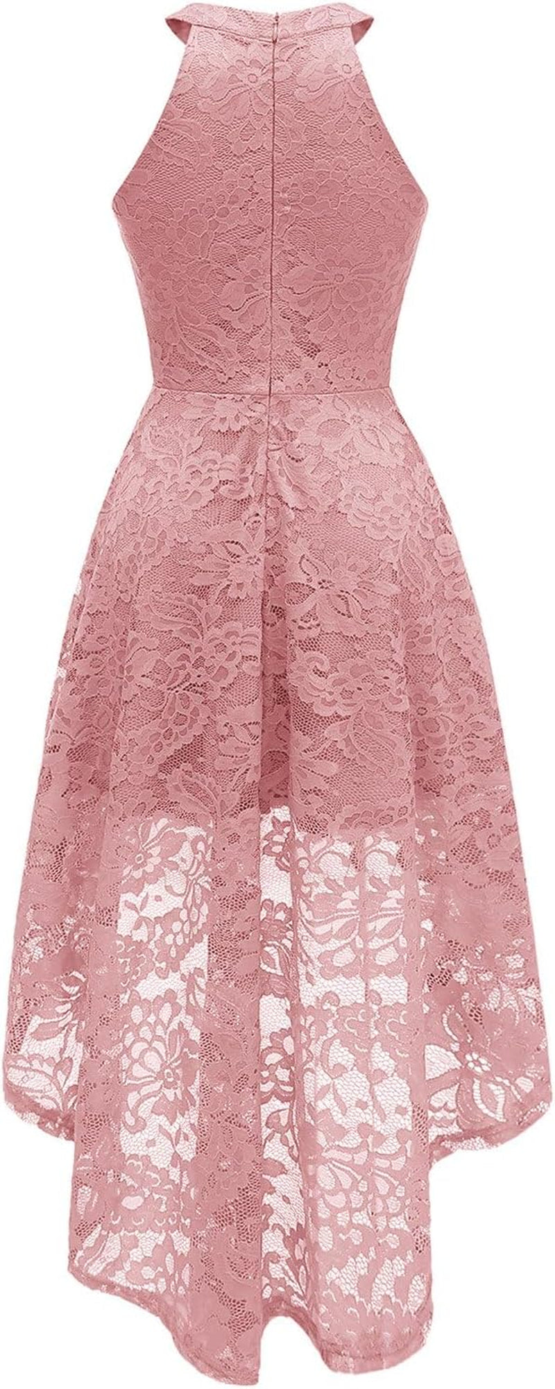 Elegant Hi-Lo Lace Halter Dress for Women - Perfect Wedding Guest, Cocktail Party, and Bridesmaid Attire