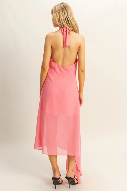 HYFVE Chiffon Halter Asymmetrical Hem Dress – view 3