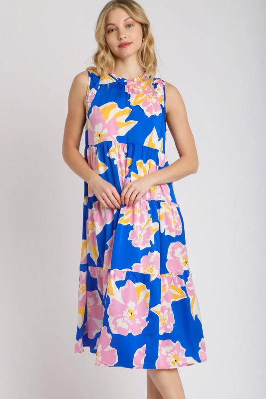 Umgee Floral Tiered Midi Tank Dress – view 2