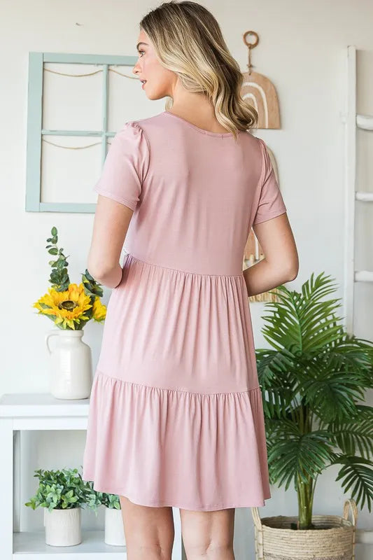 Heimish Solid Mini Tiered Dress with Pompom Lace – view 2