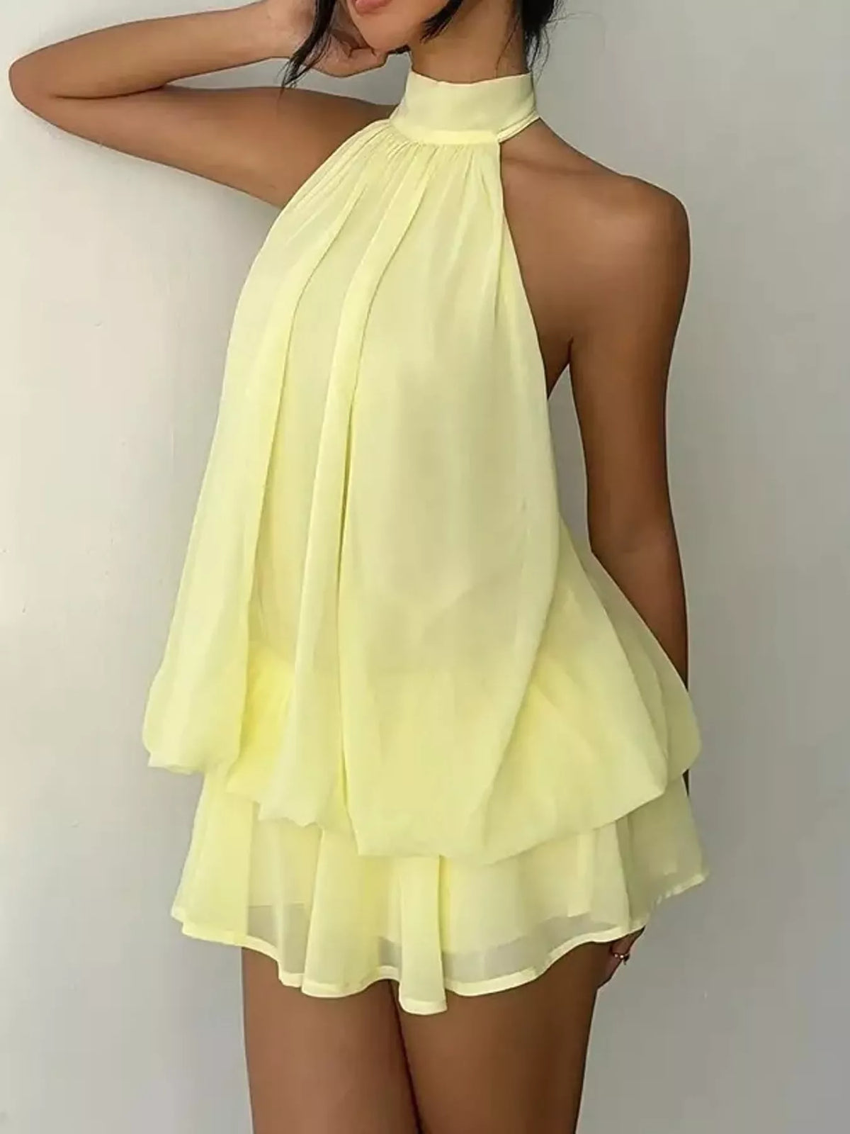 Halter Neck Chiffon Mini Dress – Urban House Fashion