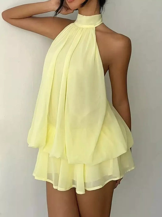 Halter Neck Chiffon Mini Dress – Urban House Fashion