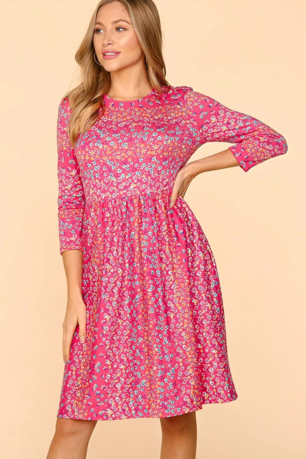 Haptics Round Neck Floral Dress with Pockets – Urban House Fashion
