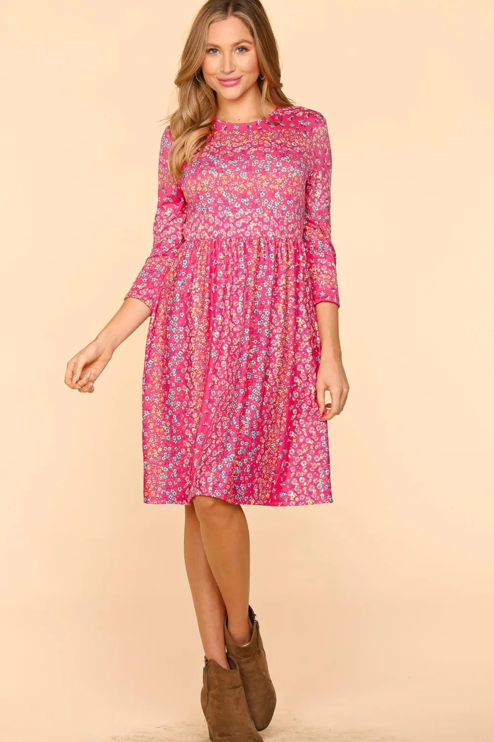 Haptics Round Neck Floral Dress with Pockets – view 4
