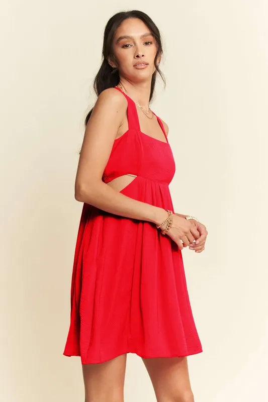 Davi & Dani Washed Satin Cutout Skirt Bandeau Mini Dress – view 2