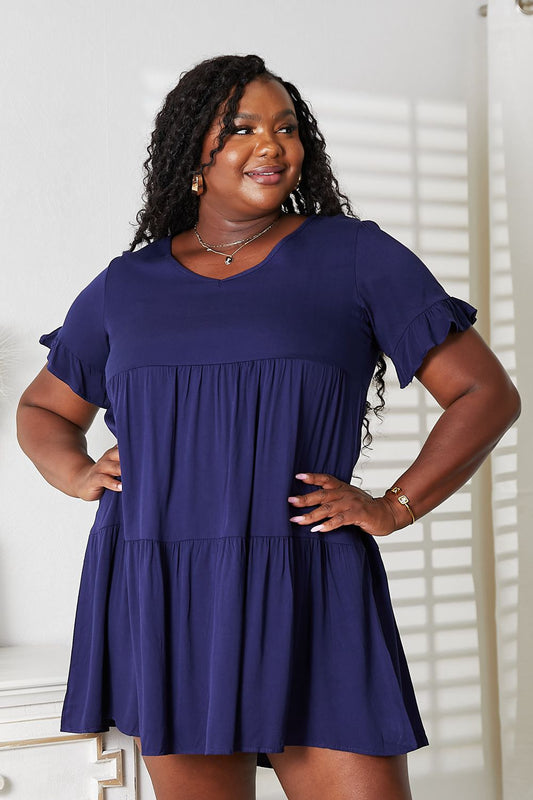 Mandy V-Neck Flounce Sleeve Tiered Dress – Urban House Fashion
