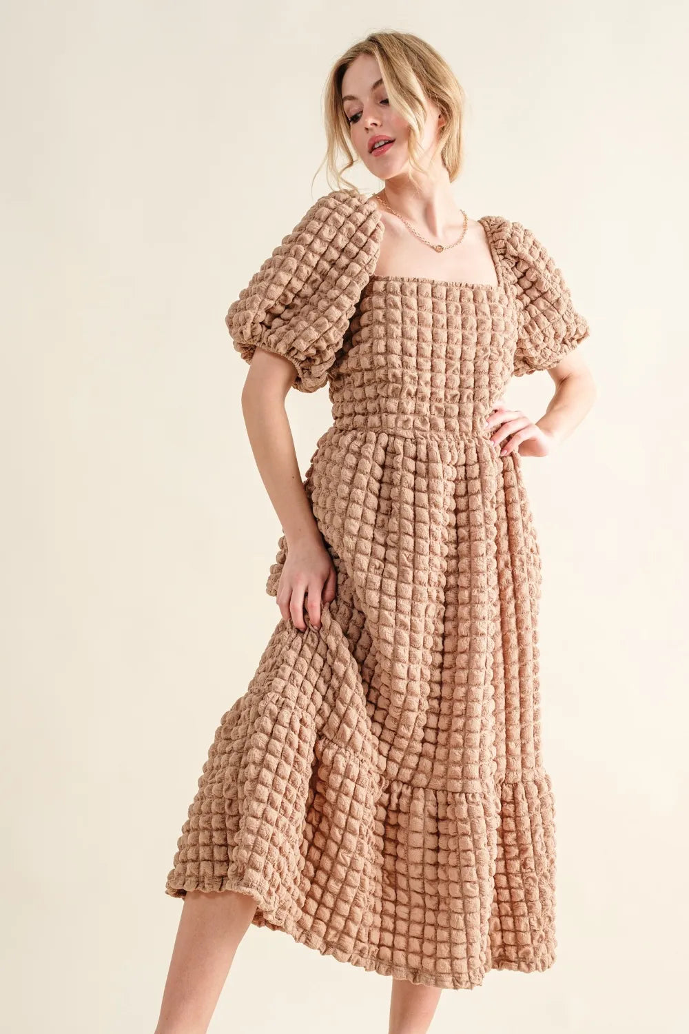 And The Why Square Neck Puff Sleeve Dress – Urban House Fashion