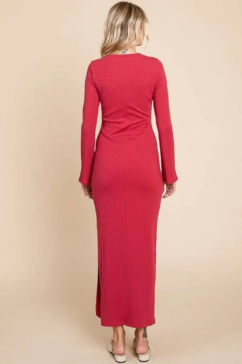 Culture Code Round Neck Bodycon Bell Maxi Dress – view 2