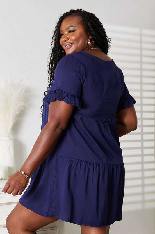 Mandy V-Neck Flounce Sleeve Tiered Dress – view 2