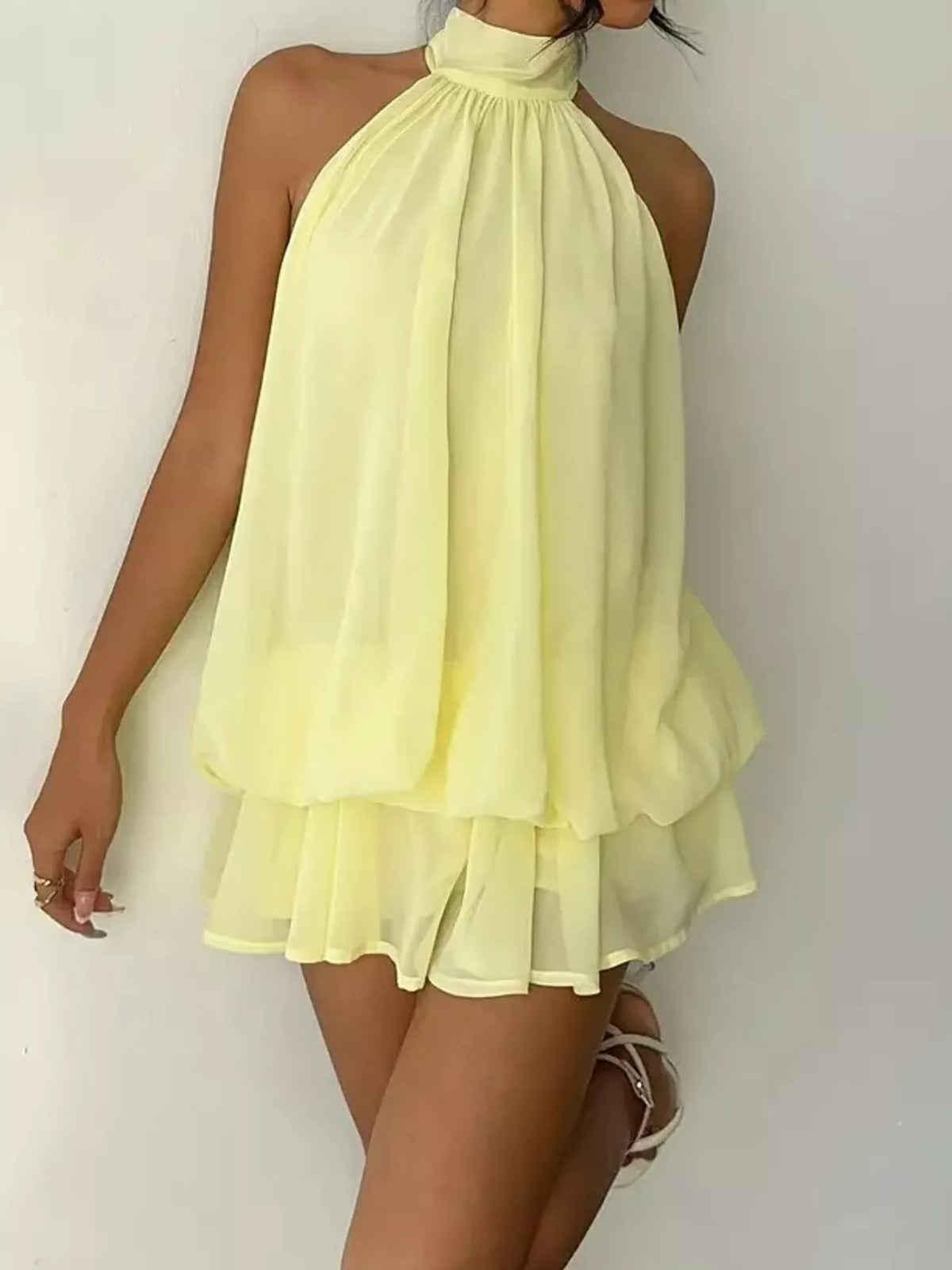Halter Neck Chiffon Mini Dress – view 4