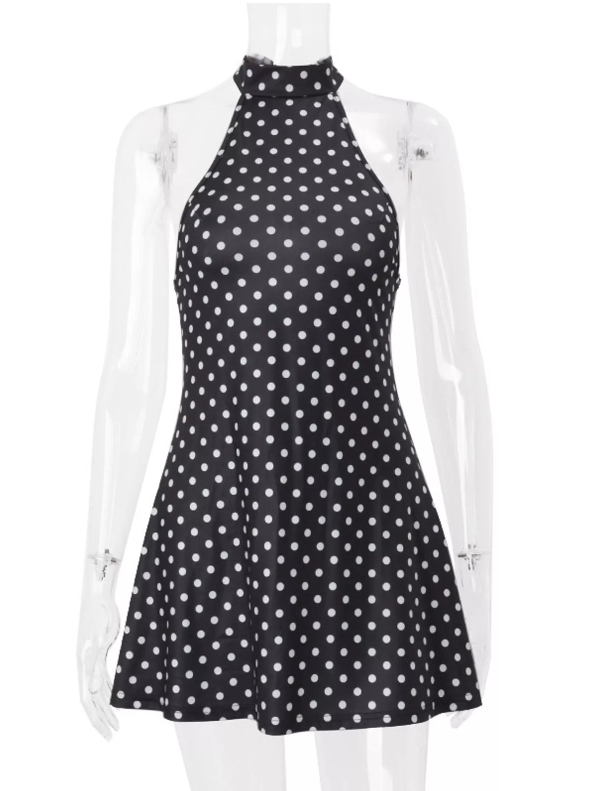Vintage Polka Dot Halter Neck Mini Dress – view 3