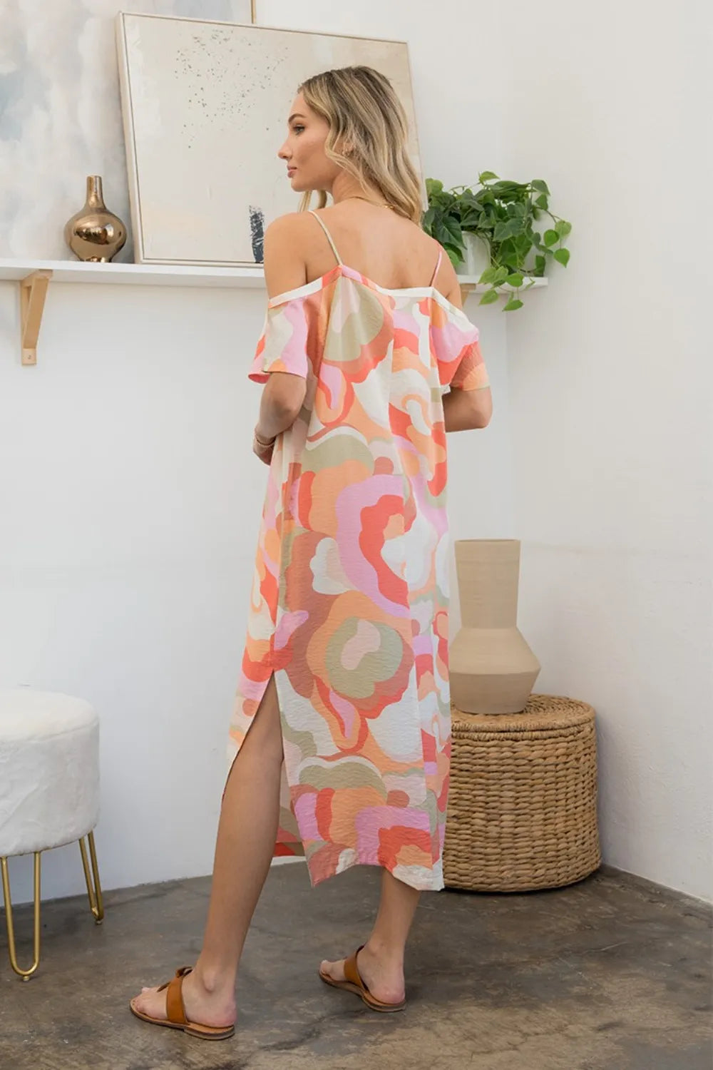 Sew In Love Printed Side Slit Midi Dress – view 2