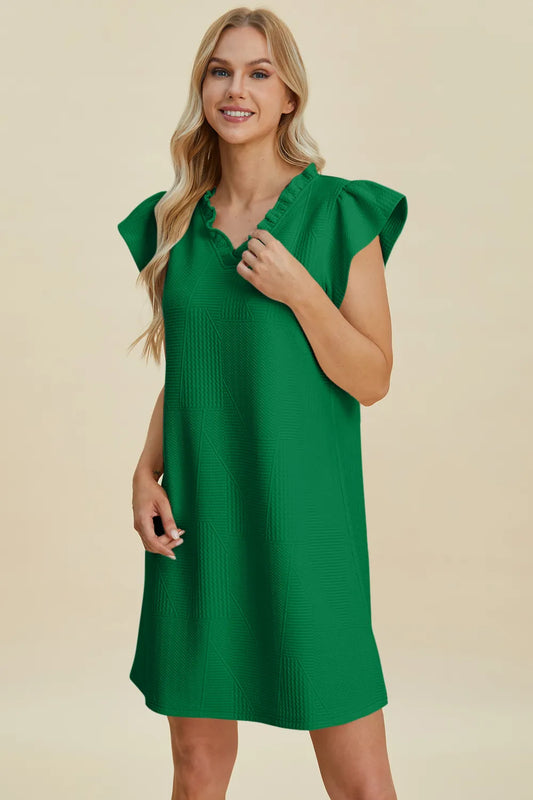 Double Take Ruffled V-Neck Cap Sleeve Dress – Urban House Fashion